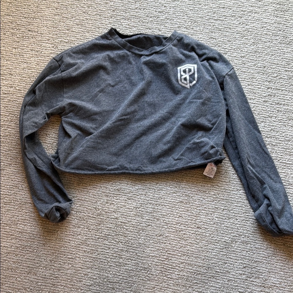Born Primitive Gray Long Sleeve Crop Shirt